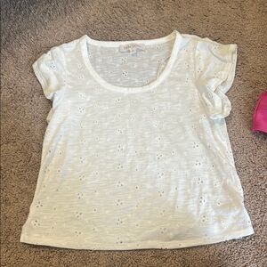 White Eyelet Short Sleeve Top
